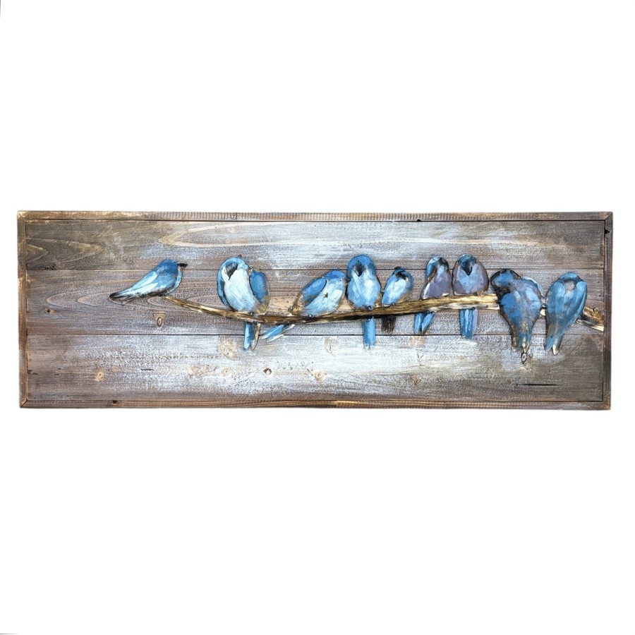 Blue Birds - Painted Timber Art