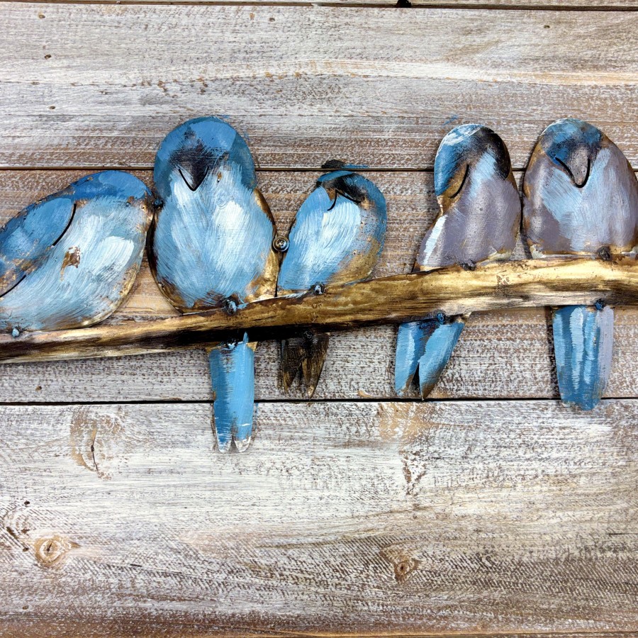 Blue Birds - Painted Timber Art