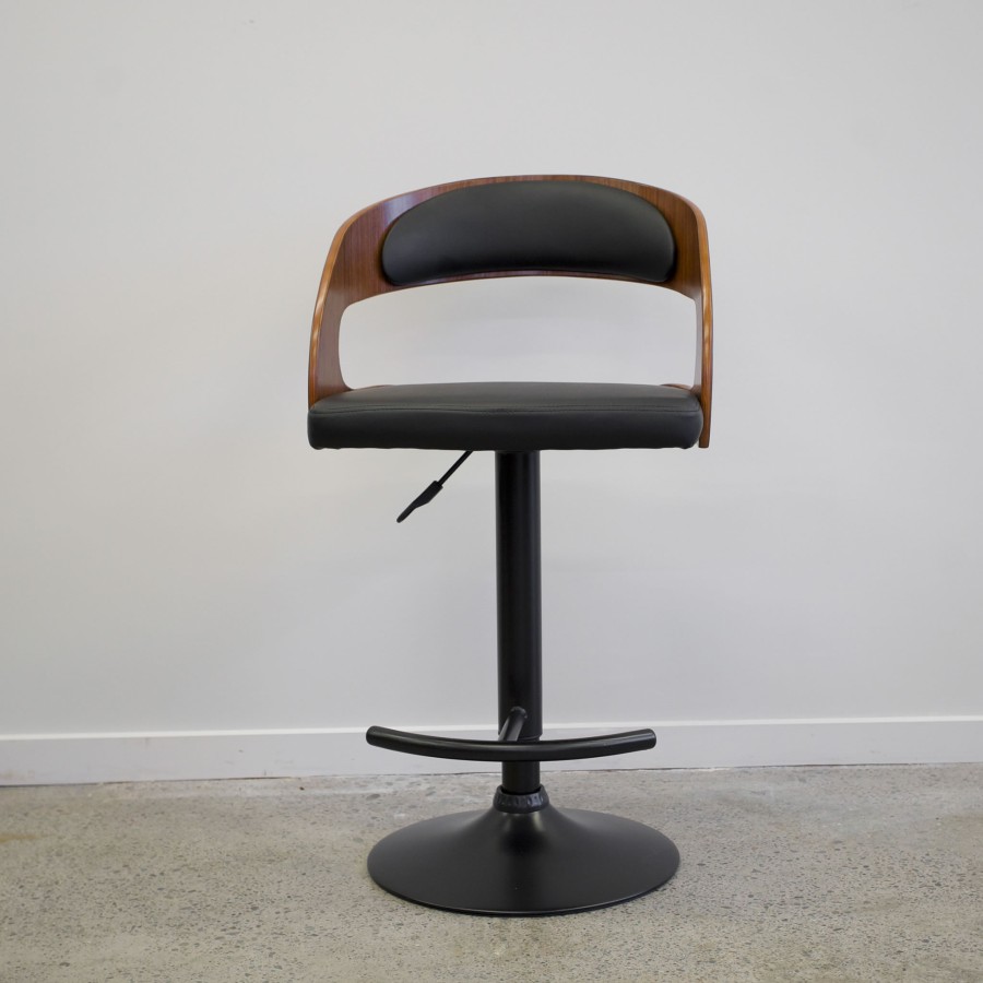 Brooklyn Curved Back Bar Stool - Black/Black Matte