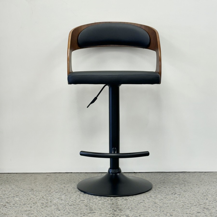 Brooklyn Curved Back Bar Stool - Black/Black Matte