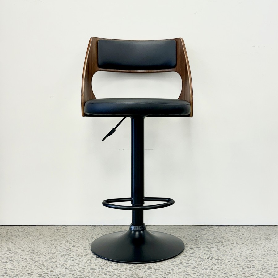 Hudson Straight Back Bar Stool - Black/Black Matte