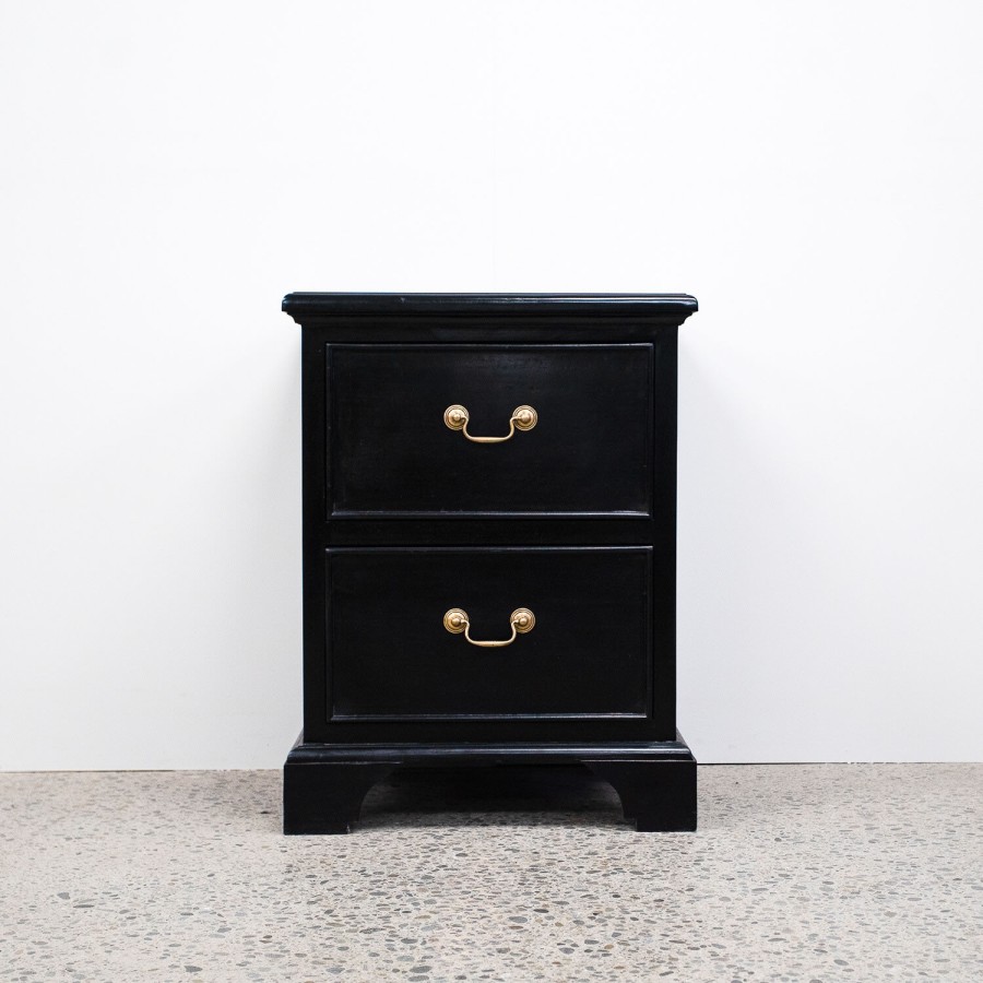 Classic 2 Drawer Bedside Cabinet - Black Mahogany