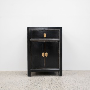 Far East Bedside Cabinet - Patent Black