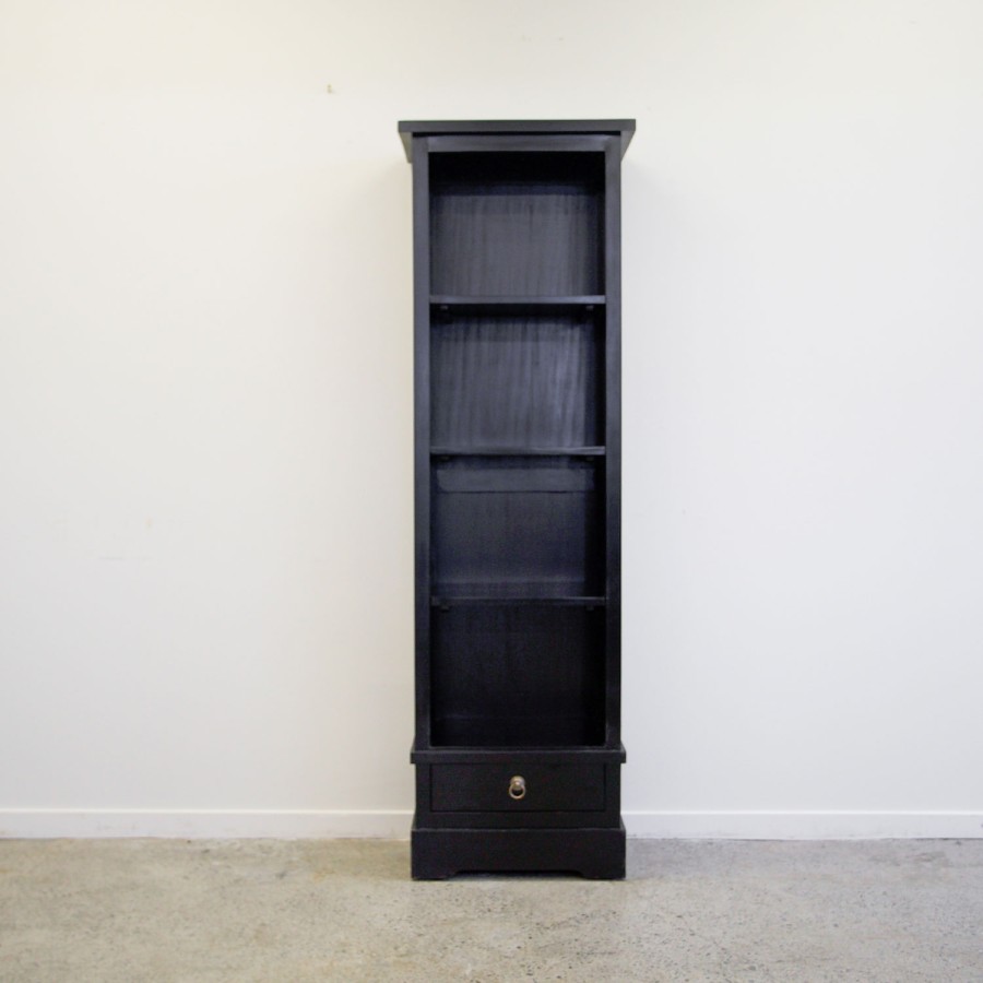 Narrow 1 Drawer Bookcase - Black
