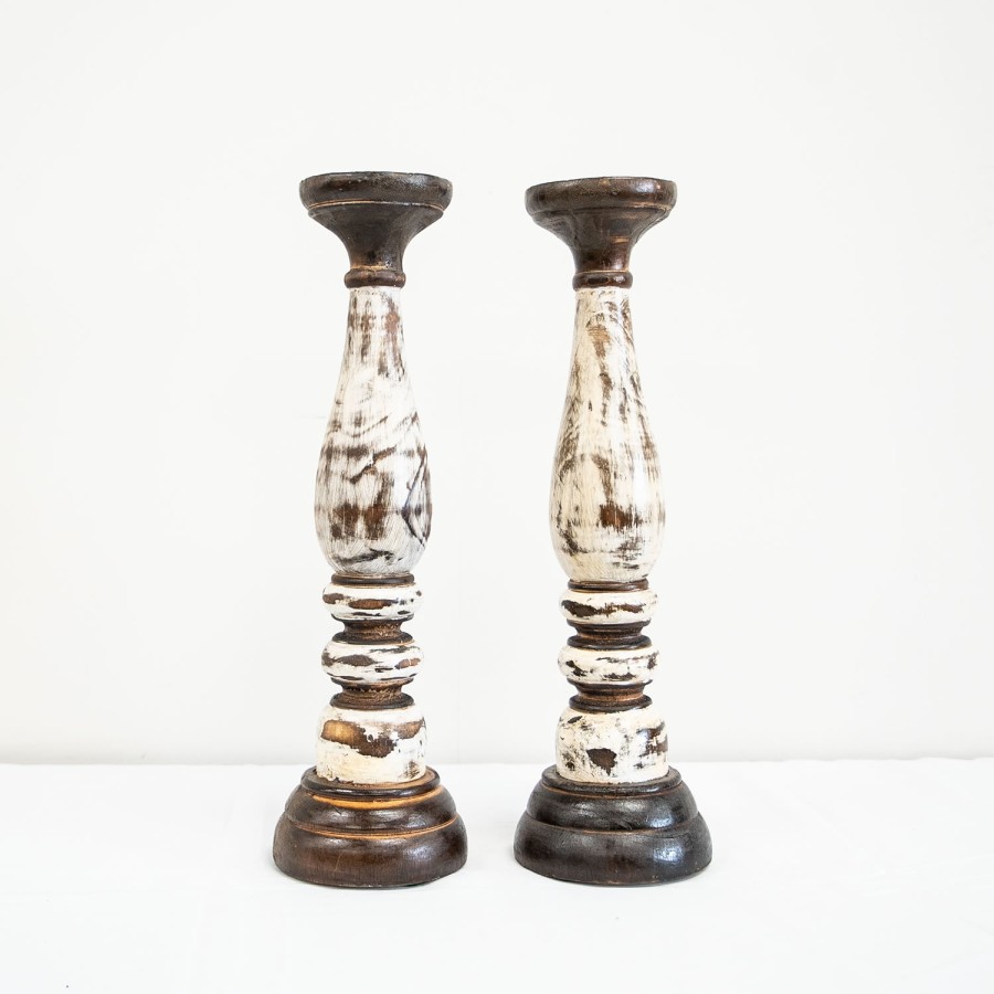 Two Tone Rustic Candle Sticks