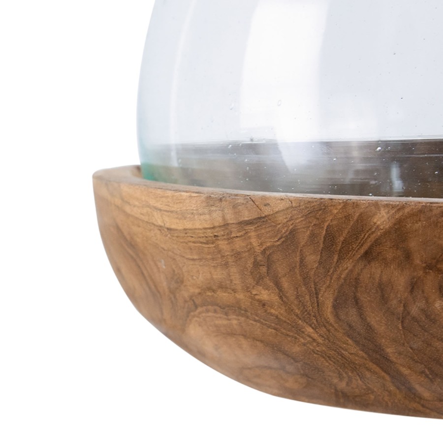 Abstract Timber & Glass Candle Holder