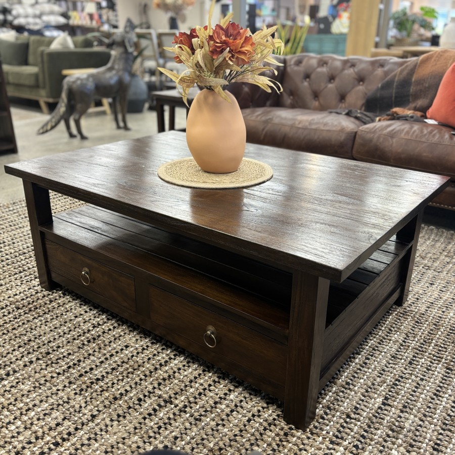 Rustic Teak Coffee Table - 4 Below