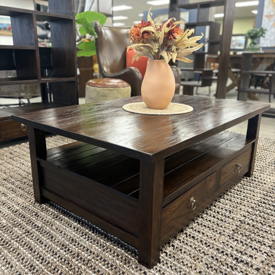 Rustic Teak Coffee Table - 4 Below