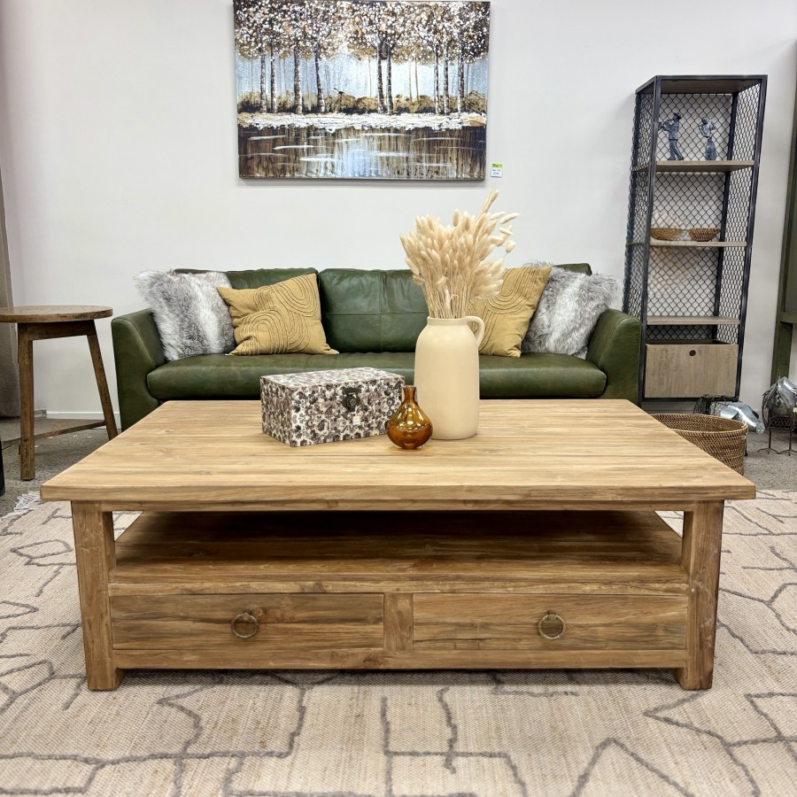 Natural Teak 4 Drawer Coffee Table