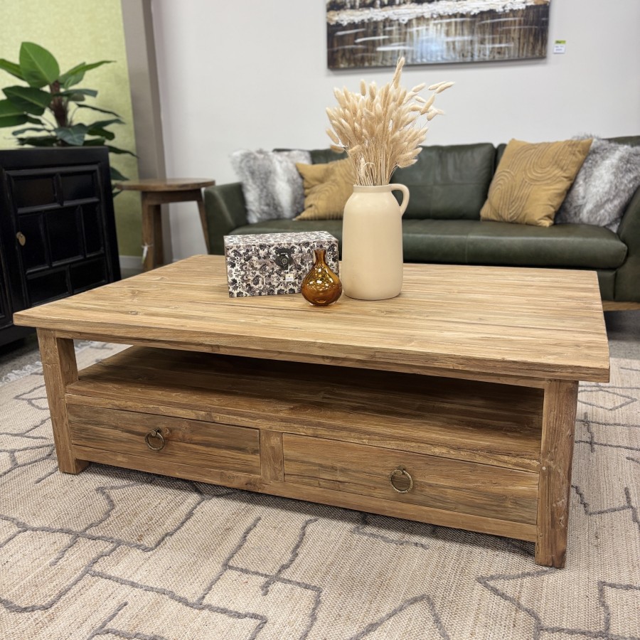 Natural Teak 4 Drawer Coffee Table