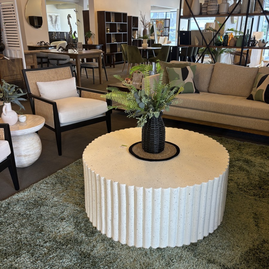 Rocco Round Coffee Table - White Fleck