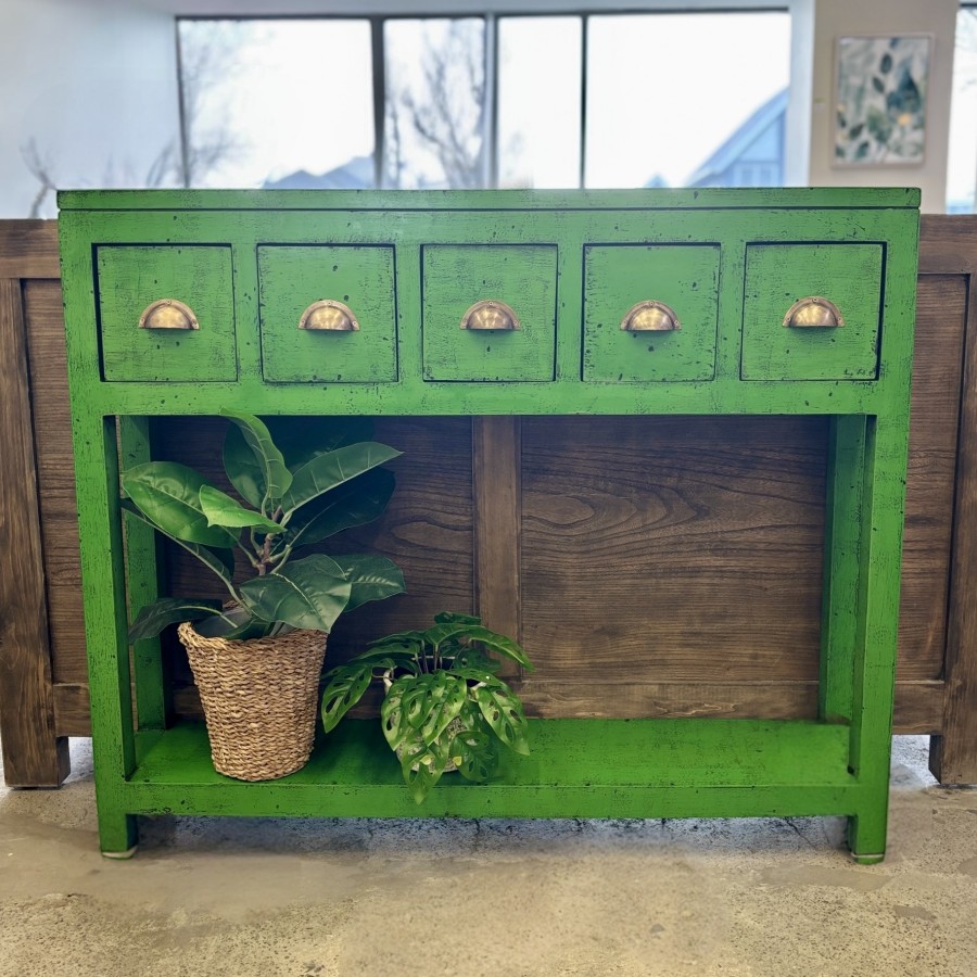 Juniper Console 5 Drawer - Avocado
