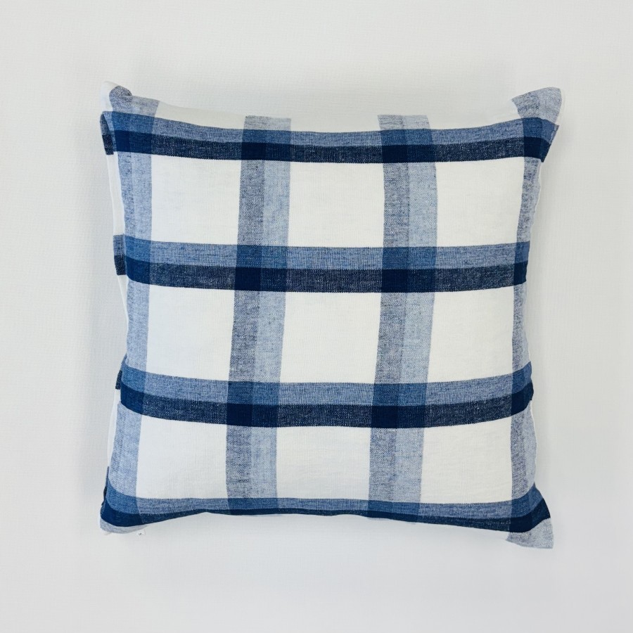 Cambridge Feather Filled Cushion - White/Blue Check