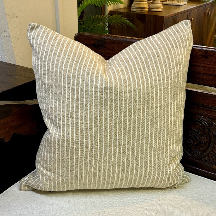 Cambridge Feather Filled Cushion - Natural Stripe