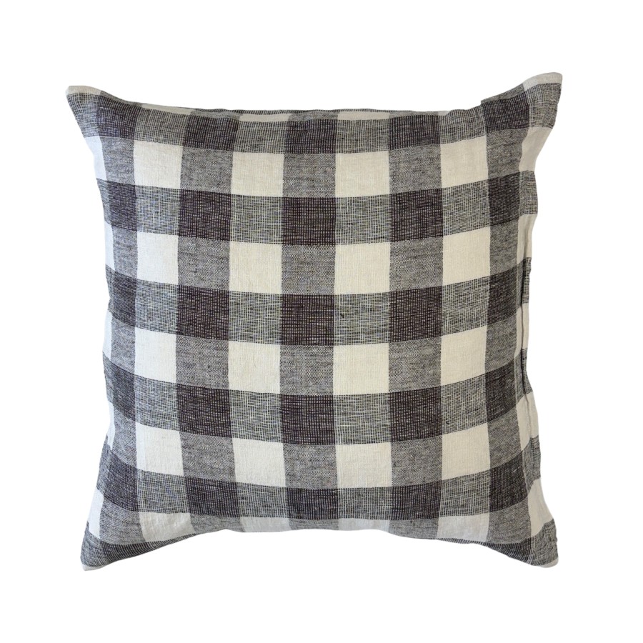 Cambridge Feather Filled Cushion - Black/White Check