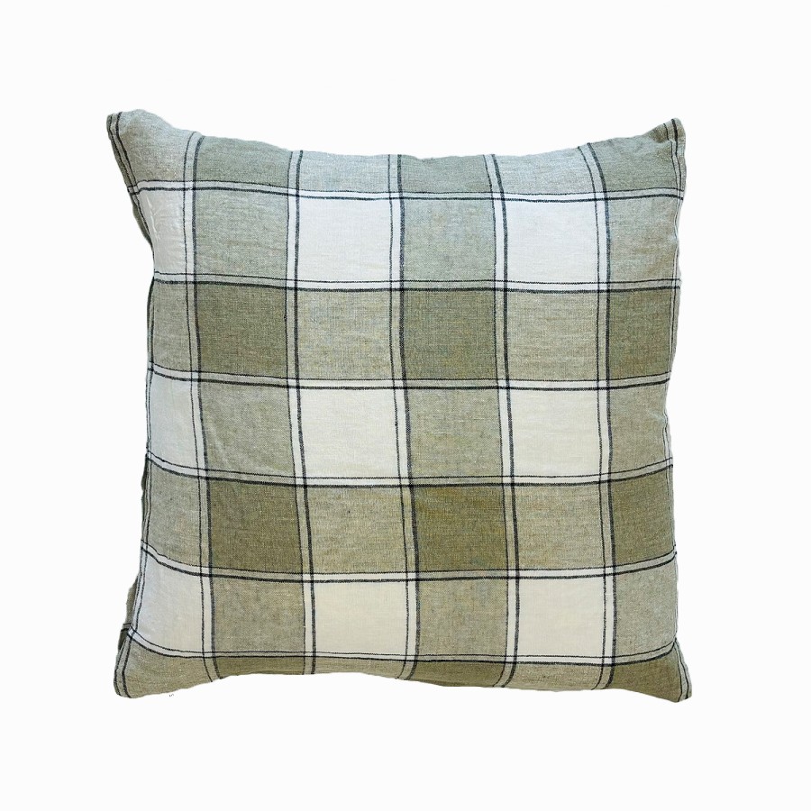 Cambridge Feather Filled Cushion - Sage Check
