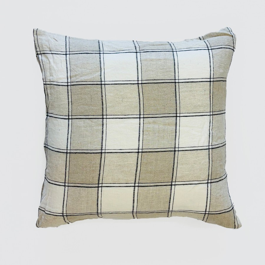 Cambridge Feather Filled Cushion - Taupe Check