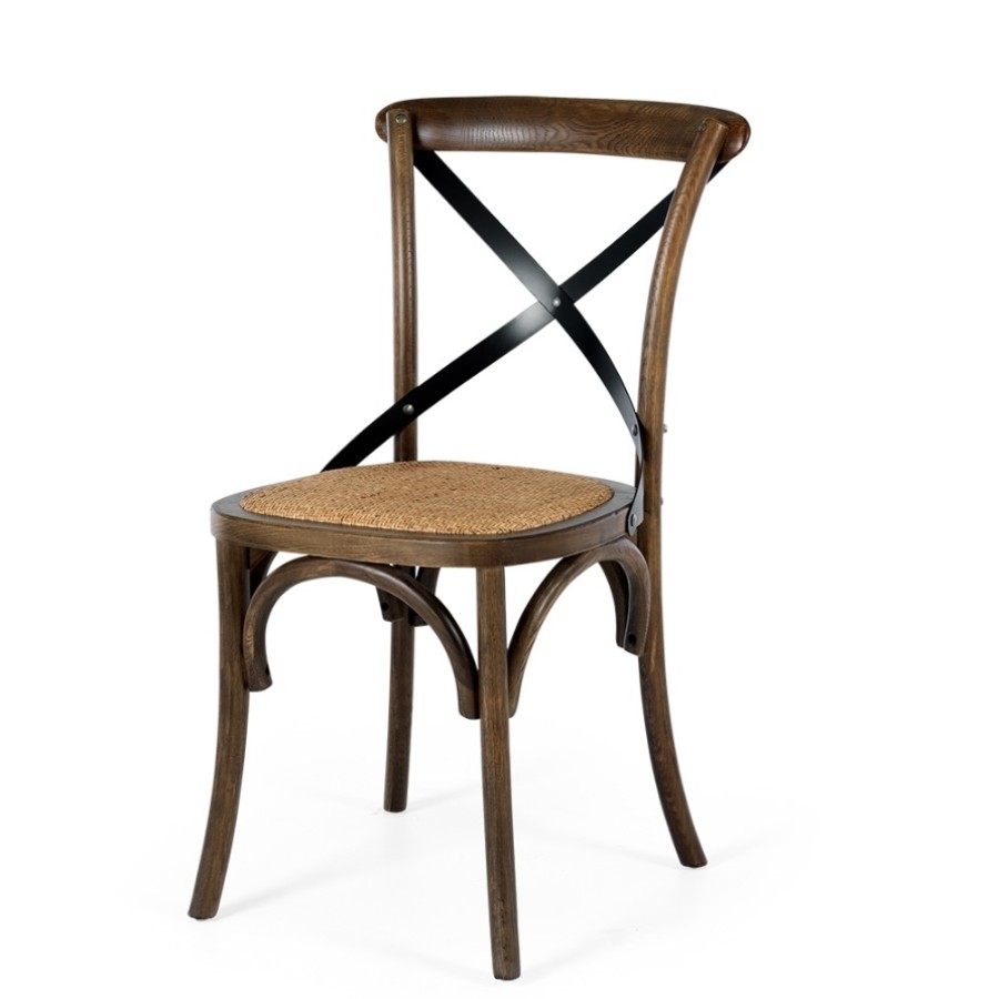 Cross Back Dining Chair - Deep Oak