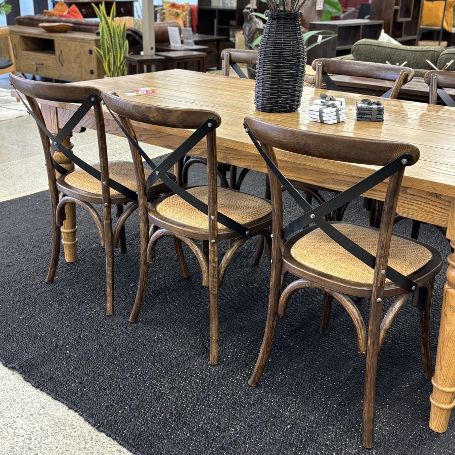 Cross Back Dining Chair - Deep Oak