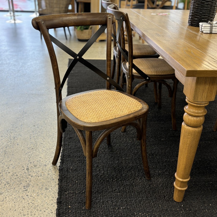 Cross Back Dining Chair - Deep Oak