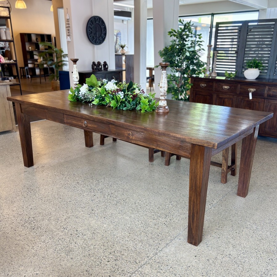 Dining Table 250cm - Rustic Teak