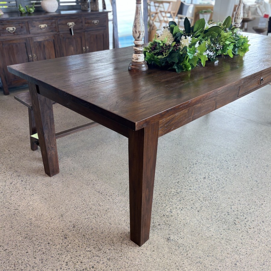 Dining Table 250cm - Rustic Teak