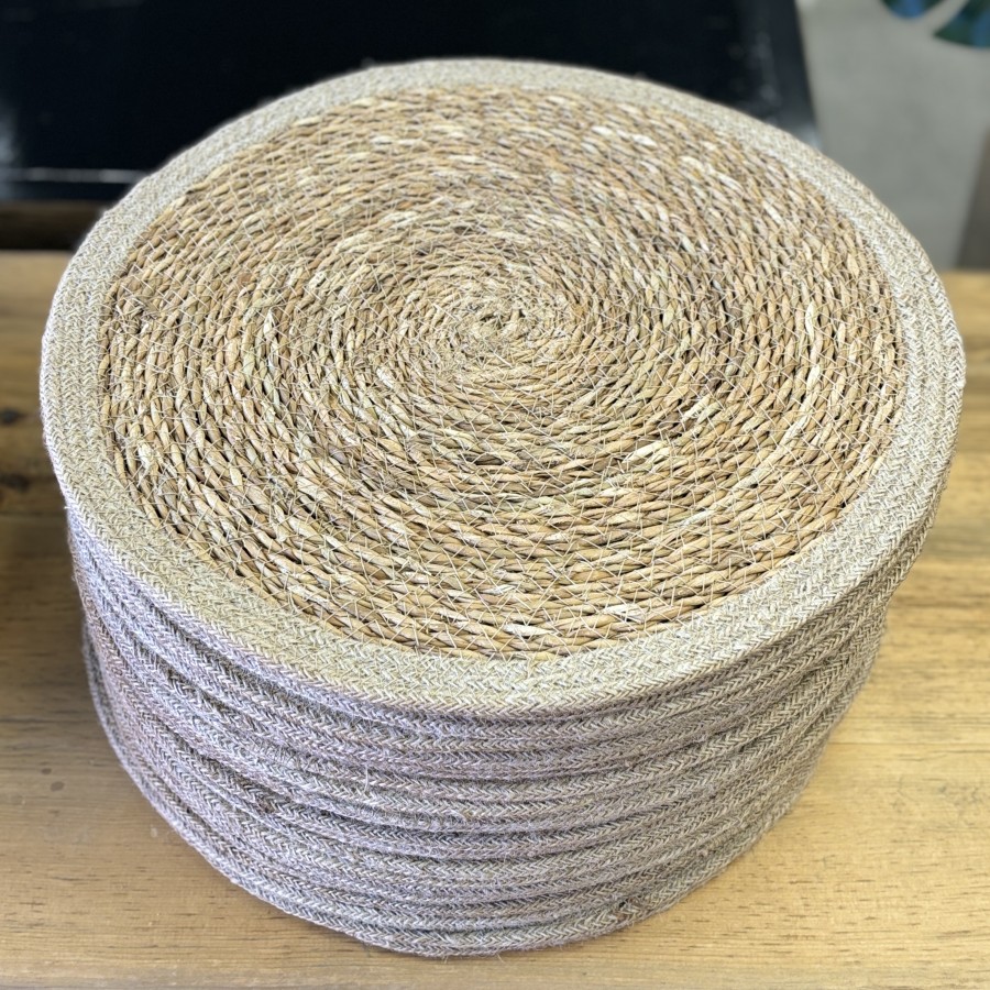 Round Jute Placement - Whitewash