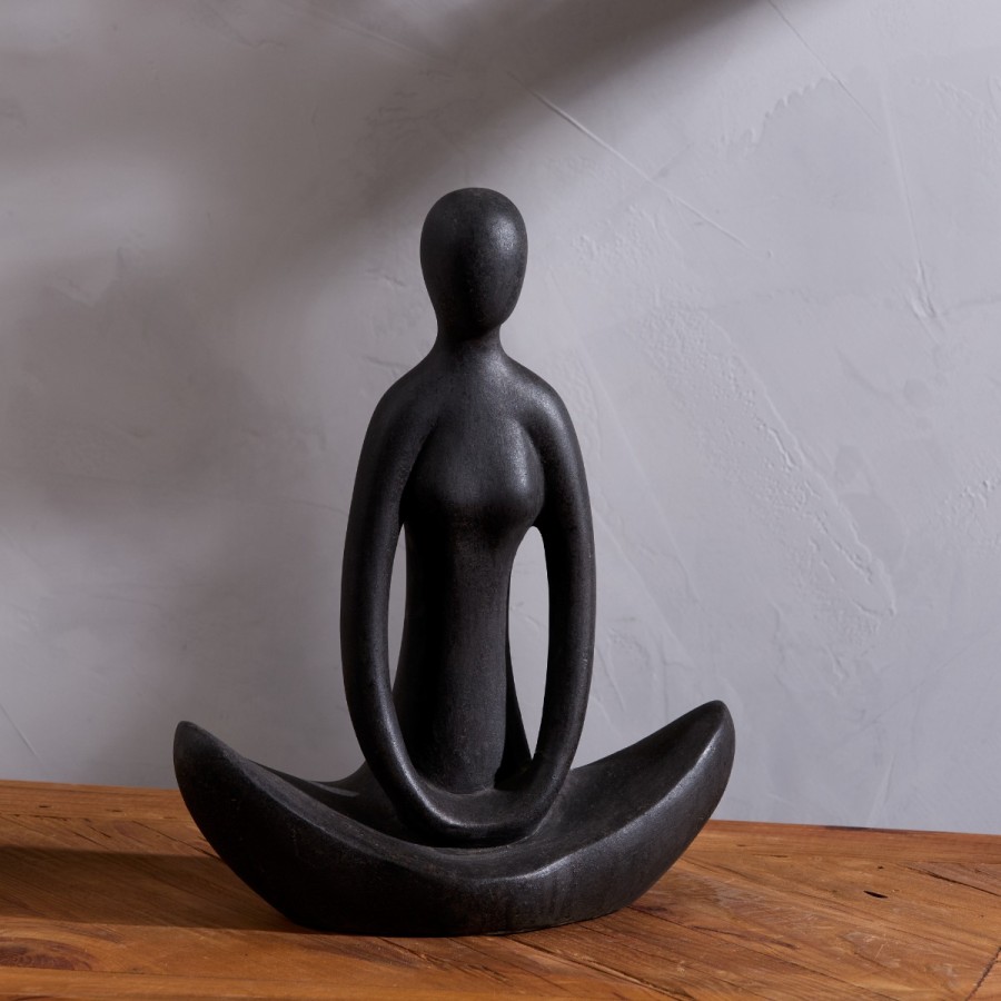 Meditate Sculpture - Black Wash