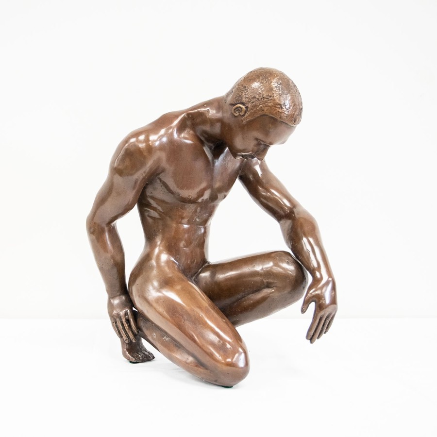 Crouching Man - Bronze