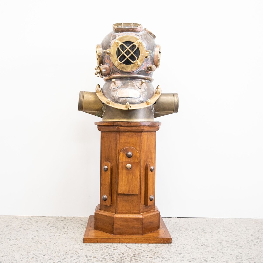 Reproduction Antique Diving Mask & Stand