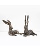 Polished Bronze Hare Sculpture - Relaxed