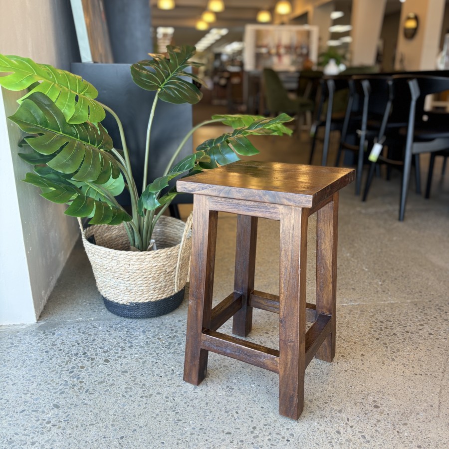 Square Top Stool - Rustic Teak