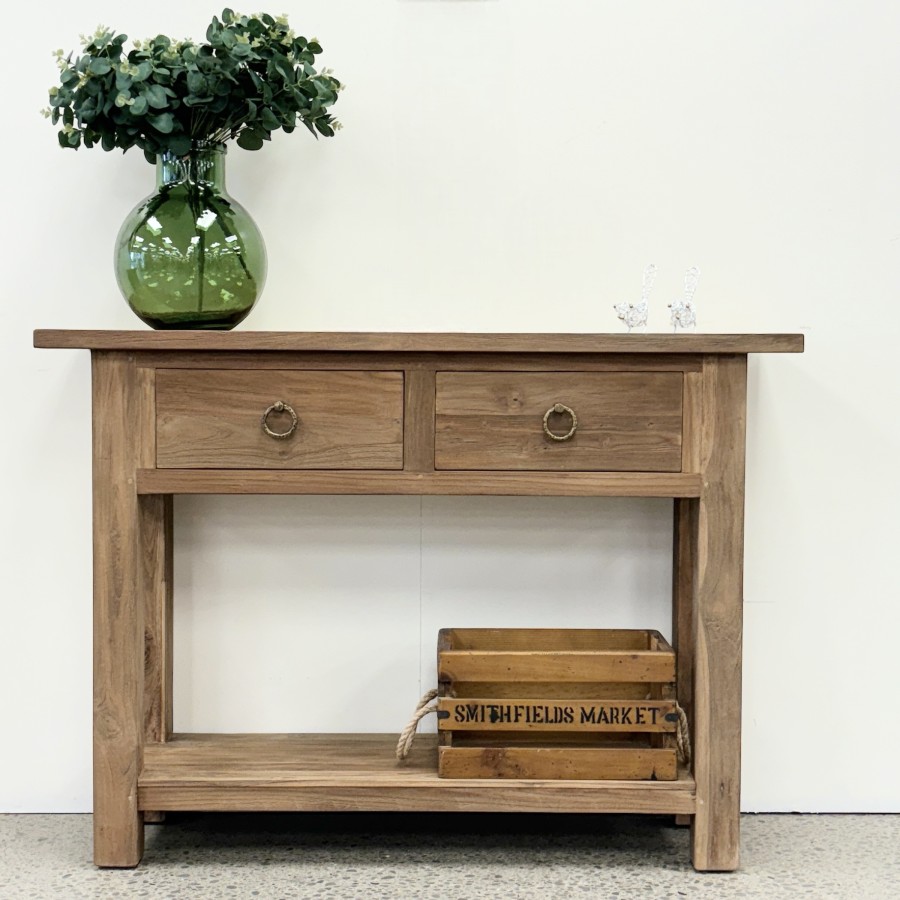 Farrow 2 Drawer Console - Natural Teak