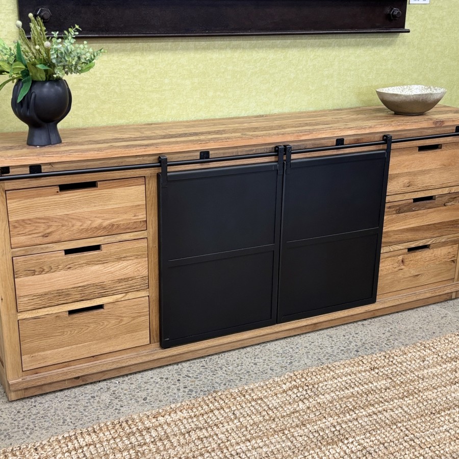 Forged Iron Sideboard - Reclaimed Oak