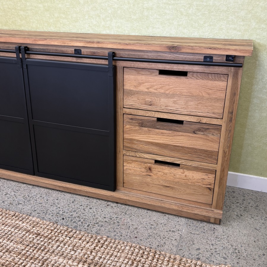 Forged Iron Sideboard - Reclaimed Oak