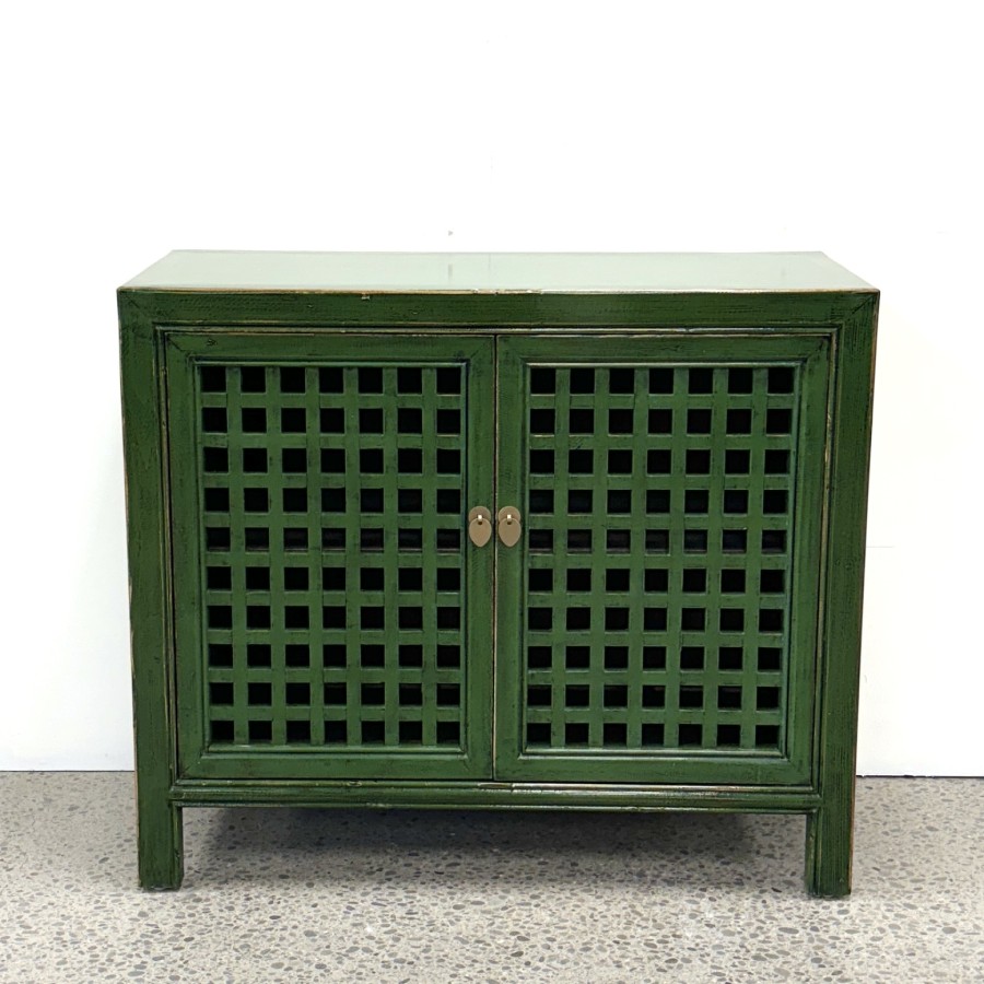 Lattice 2 Door Cupboard - Emerald