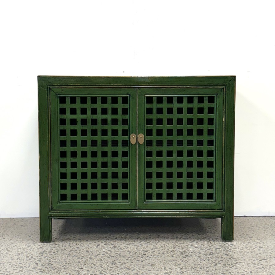 Lattice 2 Door Cupboard - Emerald