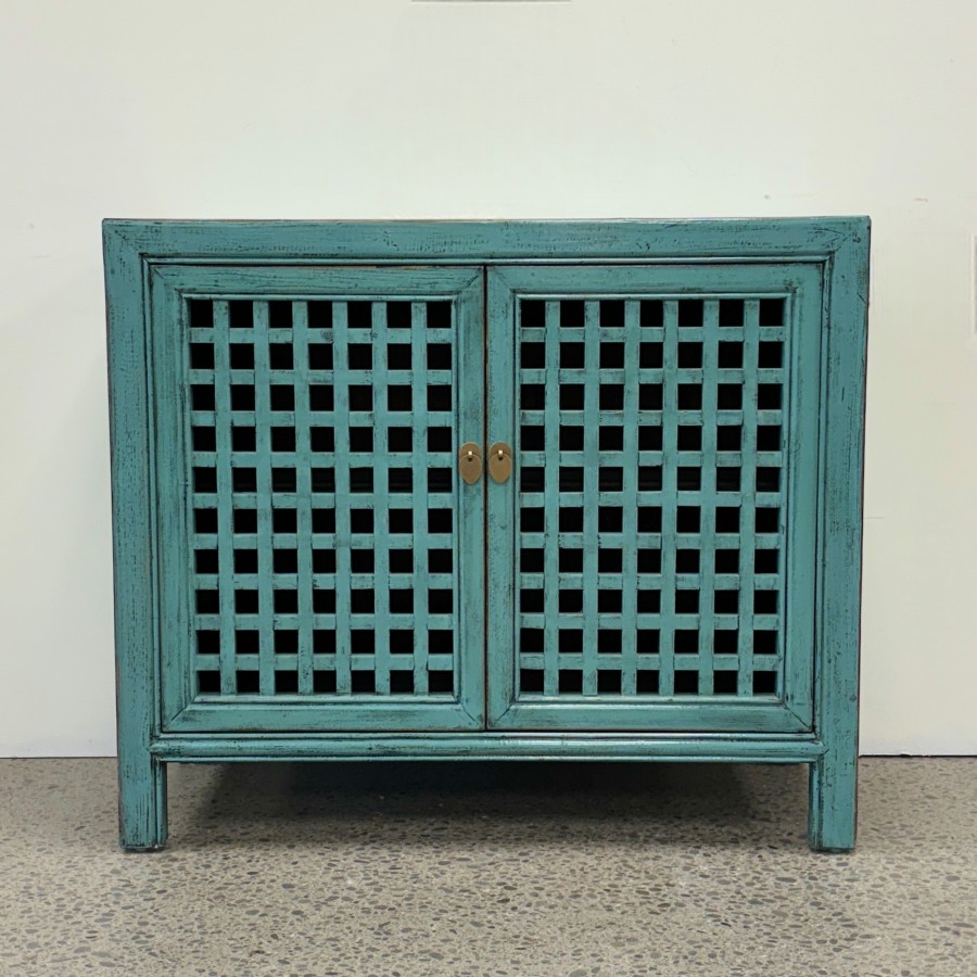 Lattice 2 Door Cupboard - Duck Egg Blue