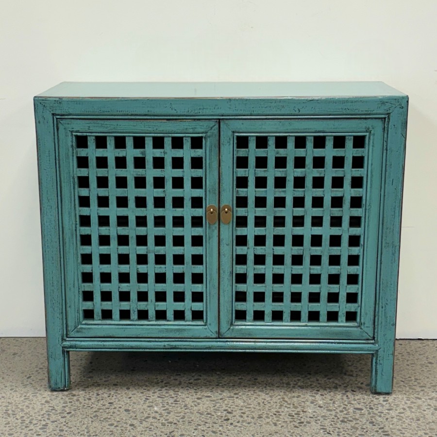 Lattice 2 Door Cupboard - Duck Egg Blue