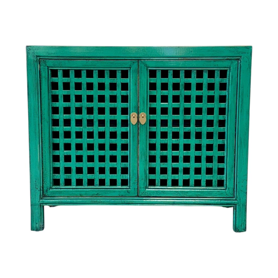 Lattice 2 Door Cupboard - Teal