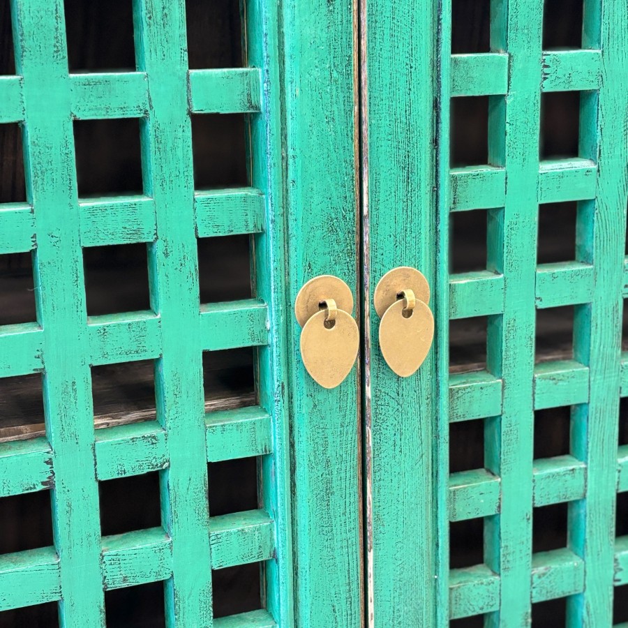 Lattice 2 Door Cupboard - Teal