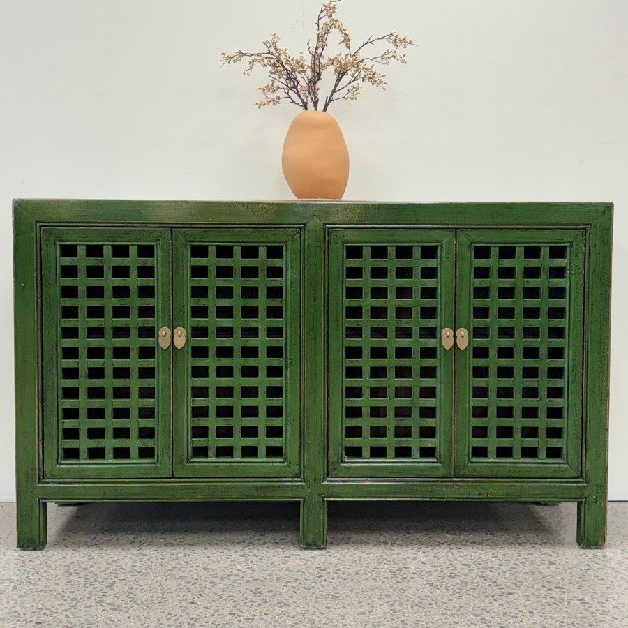 Lattice 4 Door Sideboard - Emerald Green