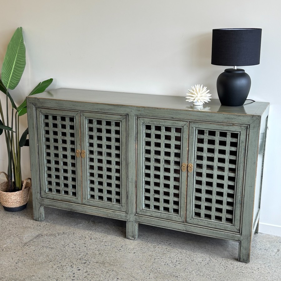 Lattice 4 Door Sideboard - Smoke