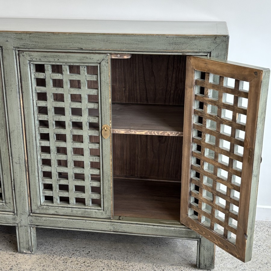 Lattice 4 Door Sideboard - Smoke