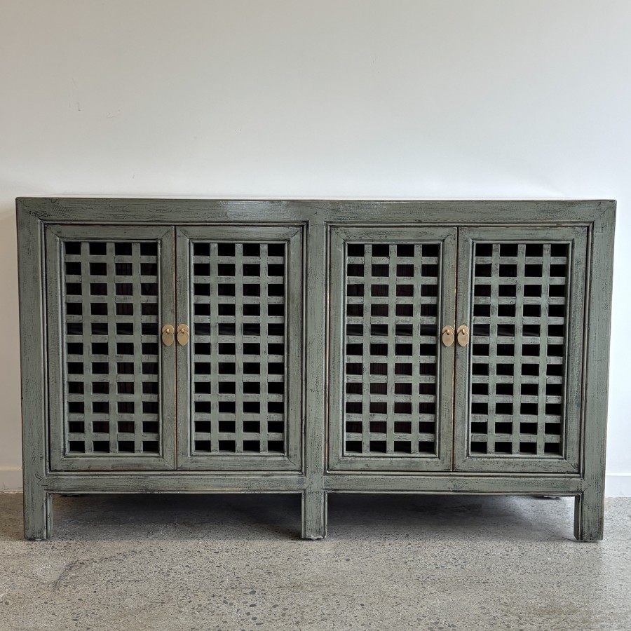 Lattice 4 Door Sideboard - Smoke