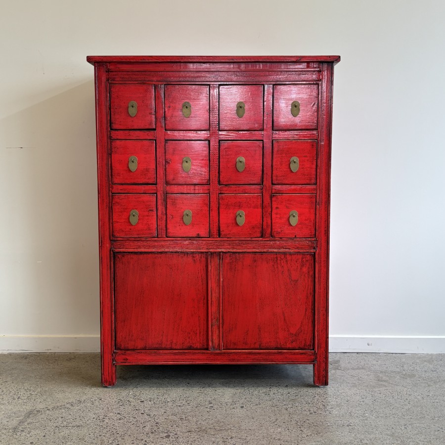 Oriental Medicine Drawers - Red