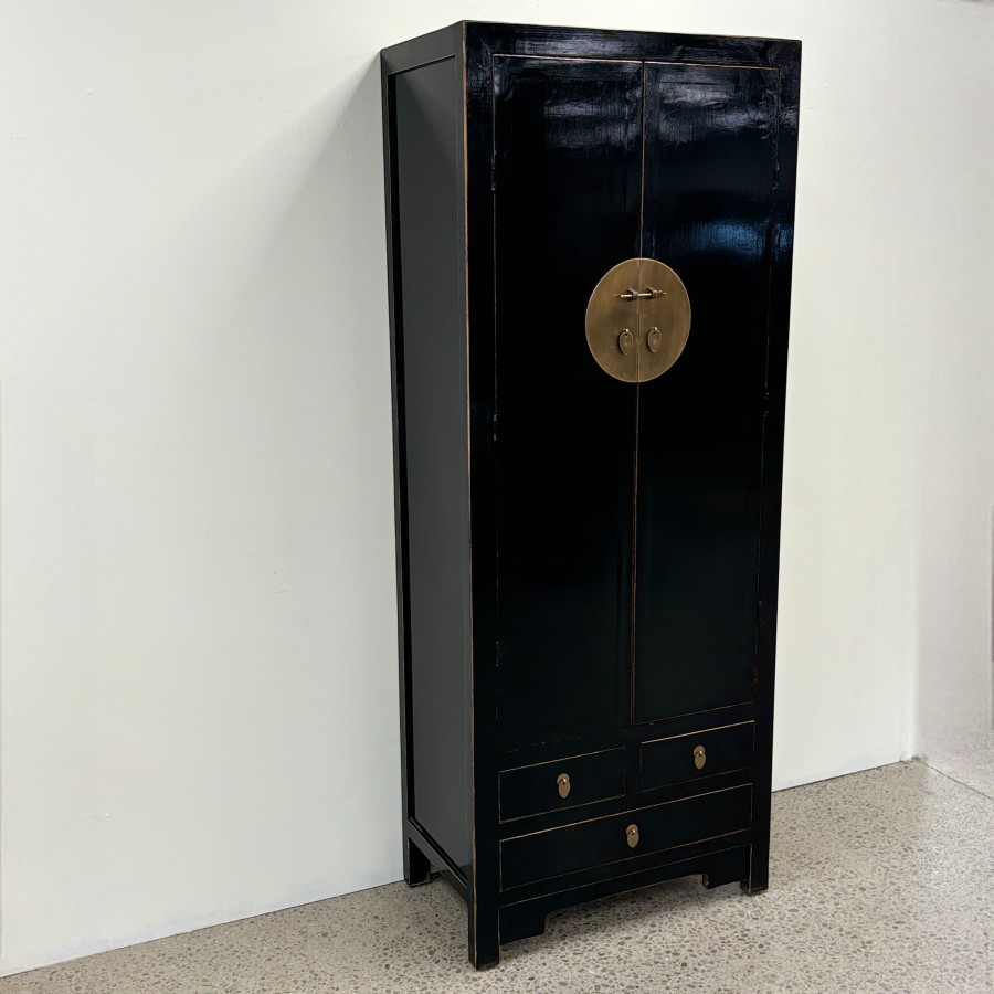 Tall Oriental Cupboard - Black