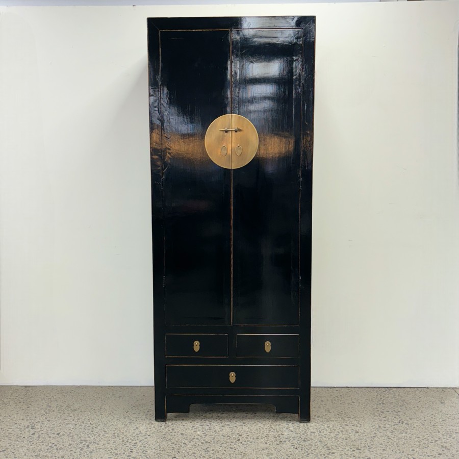 Tall Oriental Cupboard - Black