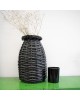 Woven Wicker Vase - Black