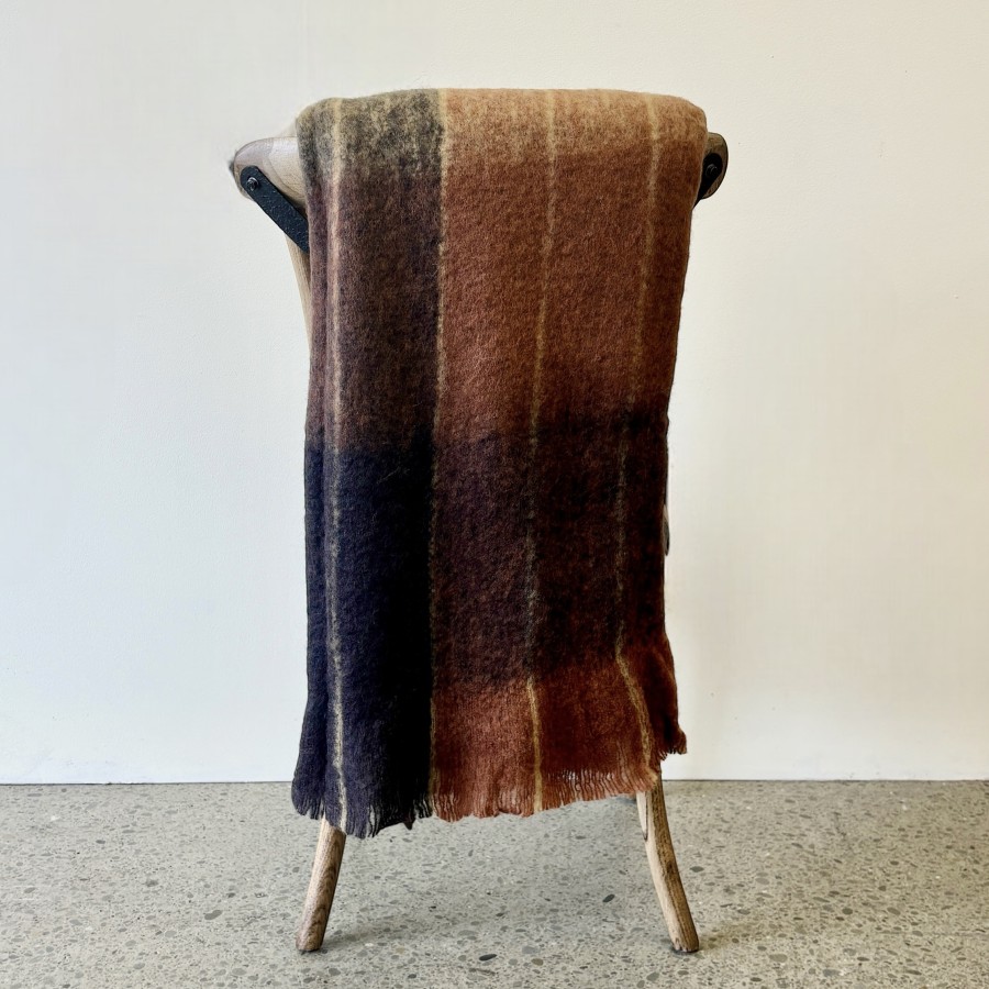 Bliss Wool/Mohair Throw - Coffee + Terracotta
